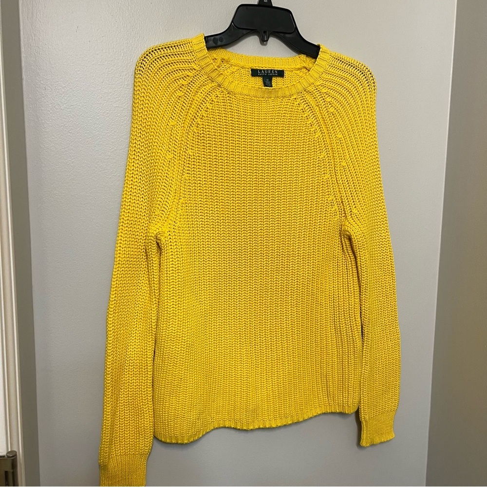 Lauren Ralph Lauren Yellow Crewneck Knit Sweater - Picture 6 of 9